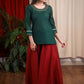 Delicate Hand Embroidered  Forest Green Top