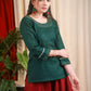 Delicate Hand Embroidered  Forest Green Top