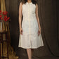 Stlyish ivory chikankari  sleeveless dress with all over self contemporary design