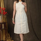 Stlyish ivory chikankari  sleeveless dress with all over self contemporary design