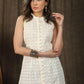 Stlyish ivory chikankari  sleeveless dress with all over self contemporary design