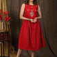 Classy maroon chikankari dress with beautiful hand embroidered yoke.