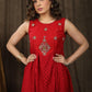 Classy maroon chikankari dress with beautiful hand embroidered yoke.