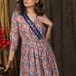 Beautiful floral paisley muslin overalap dress highlighted with classy stonework belt on the neckline