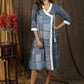 Exclusive indigo patchwork overlap dress
