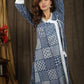Exclusive indigo patchwork overlap dress