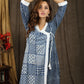Exclusive indigo patchwork overlap dress