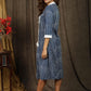 Exclusive indigo patchwork overlap dress
