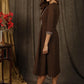 Trendy  henna brown A-Line dress with classy mirror embroidery on yoke & sleeves