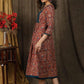 Elegant kalamkari dress with beautiful teal embroidered yoke