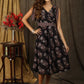 Subtle hand block Ajrakh and kantha combination A-line dress highlighted with classy buttons