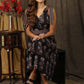 Subtle hand block Ajrakh and kantha combination A-line dress highlighted with classy buttons