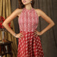 Trendy printed combination halter neck dress