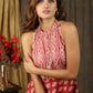 Trendy printed combination halter neck dress