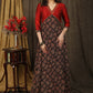 Classy ajrakh combination Kalidaar gown highlighted with hand embroidery on neck and sleeves