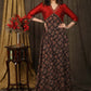 Classy ajrakh combination Kalidaar gown highlighted with hand embroidery on neck and sleeves