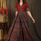 Elegant Ajrakh combination Kalidaar Gown with elbow sleeves highlighted with coin embellishments