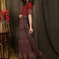 Elegant Ajrakh combination Kalidaar Gown with elbow sleeves highlighted with coin embellishments