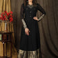 Elegant Black hand embroidered Kalidaar gown highlighted with banarasi border on hemline and sleeves
