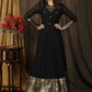 Elegant Black hand embroidered Kalidaar gown highlighted with banarasi border on hemline and sleeves