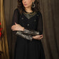 Elegant Black hand embroidered Kalidaar gown highlighted with banarasi border on hemline and sleeves