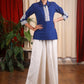 Navy Blue Cotton Fine Embroidered Top