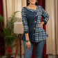 Exclusive chequred Indigo combination top