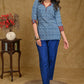 Breezy Zig-Zag Indigo Top with Ajrakh Collar
