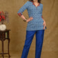 Breezy Zig-Zag Indigo Top with Ajrakh Collar