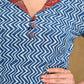 Breezy Zig-Zag Indigo Top with Ajrakh Collar