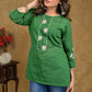 Beautiful green Cotton Top with delicate machine embroidery