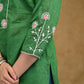 Beautiful green Cotton Top with delicate machine embroidery