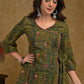Green Ajrakh Crossover Top with Pink Mirror Work