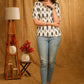 Grey Ikat Top with Grey Buttons and Elastic