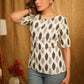 Grey Ikat Top with Grey Buttons and Elastic