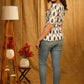Grey Ikat Top with Grey Buttons and Elastic