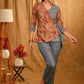 Classy Kalamkari and Indigo Combination Overlap Casual Top with Side Tie-Up
