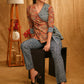 Classy Kalamkari and Indigo Combination Overlap Casual Top with Side Tie-Up