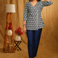 Classy Floral Kantha Indigo Crossover Top with Beautiful Embroidery on Hems