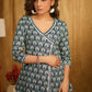 Classy Floral Kantha Indigo Crossover Top with Beautiful Embroidery on Hems