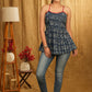 Casual Indigo Strappy Top with Pleats on Yoke