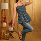 Casual Indigo Strappy Top with Pleats on Yoke
