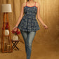 Casual Indigo Strappy Top with Pleats on Yoke
