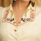 off-White Top with Embroidery on Collar and Buttons