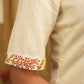 off-White Top with Embroidery on Collar and Buttons