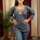 Grey cotton top with elegant embroidery combination