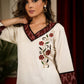 Straight Cut Cotton Handloom Kurta with Elegant Embroidery work and Ikat Details