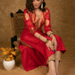 Party Wear Red Cotton Silk Kurta with Brocade Yoke and Sleeves - Pant Optional