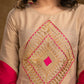 Exclusive Beige Cotton Silk Kurta Highlighted with Classy Zari Work and Dupatta - Pant Optional
