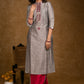 Classy Grey Cotton Silk Kurta with Sequence Hand Embroidery with Pink Palazzo -2 Piece